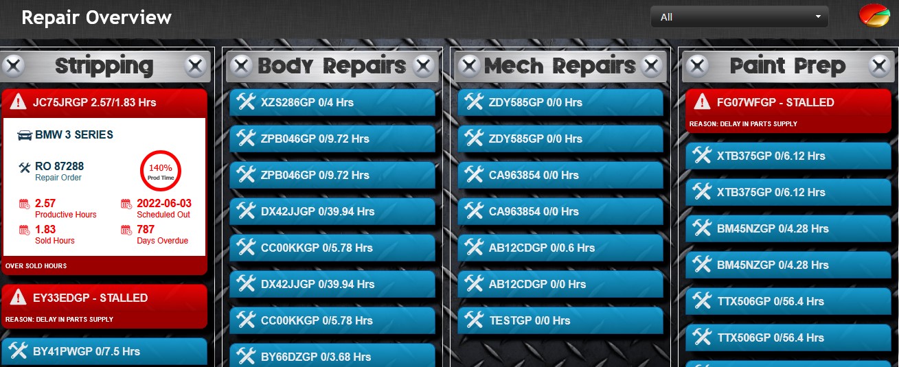 Screenshot of Repair Overview section